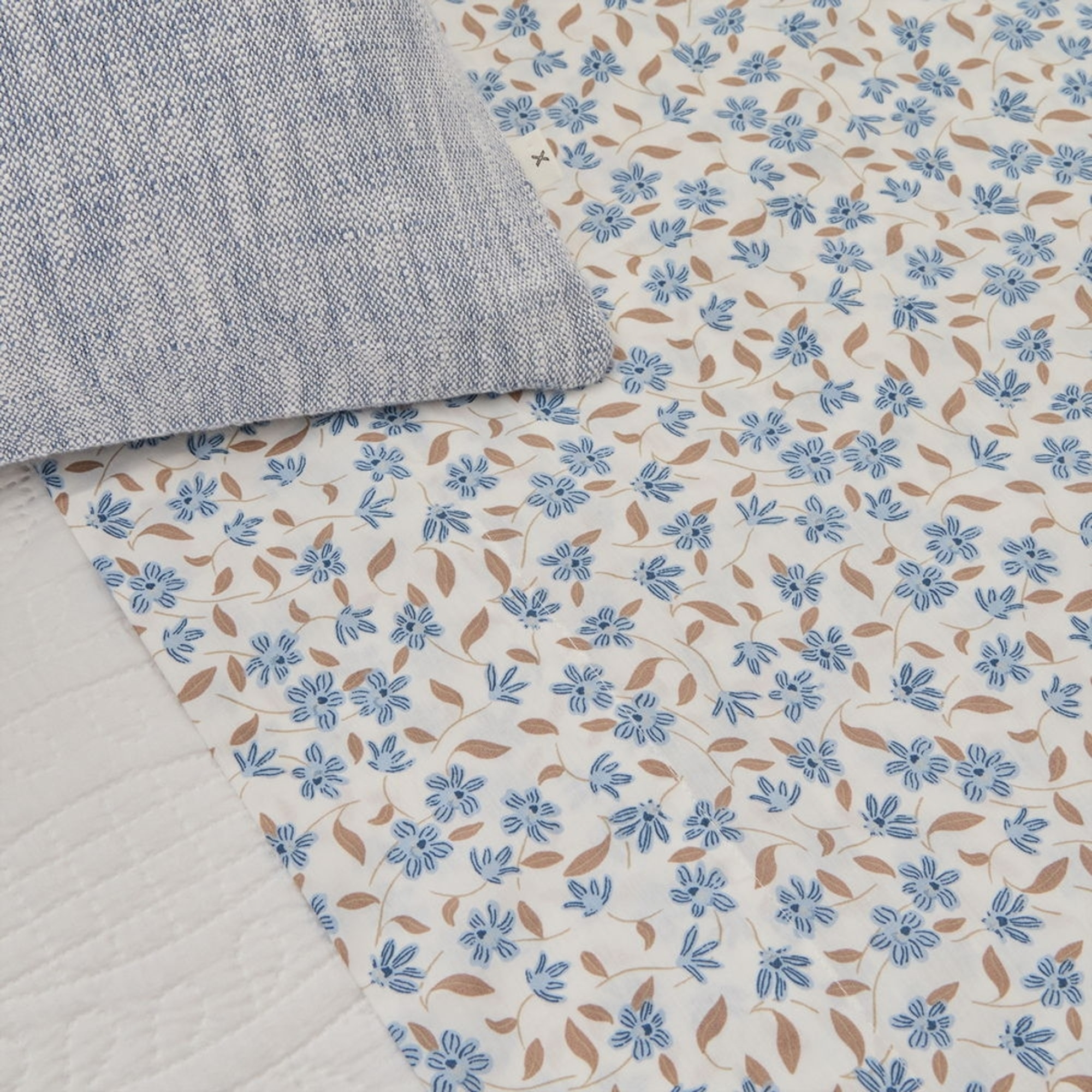 Sábana de algodón 180 hilos flores Resplena color azul 100% Algodón percal