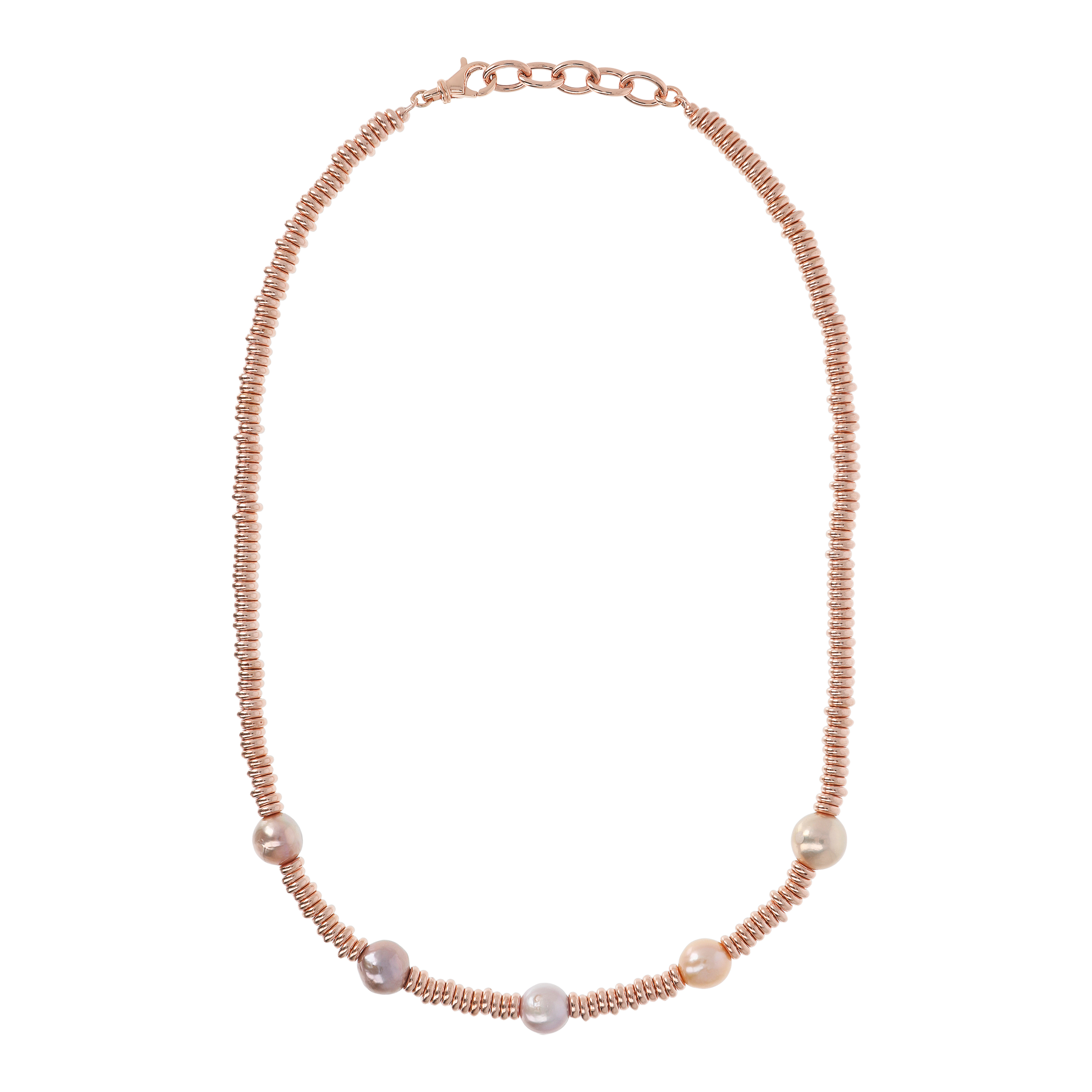 Collana con Rondelle e Perle Rosa d'Acqua Dolce Ø 11 mm