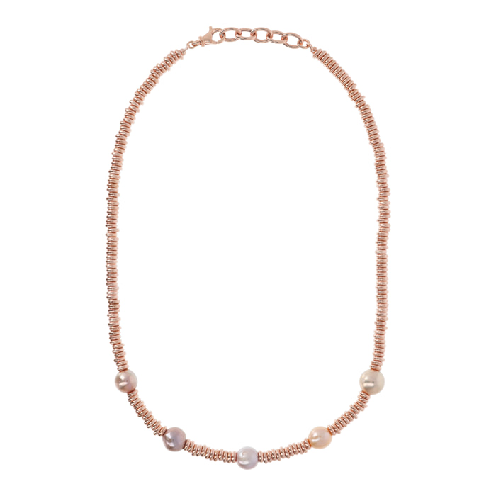 Collana con Rondelle e Perle Rosa d'Acqua Dolce Ø 11 mm