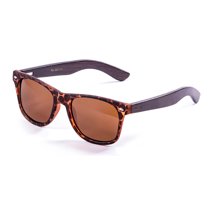 Gafas de sol OCEAN BEACH WOOD - Patilla marrón bambú con montura carey y / Marrón