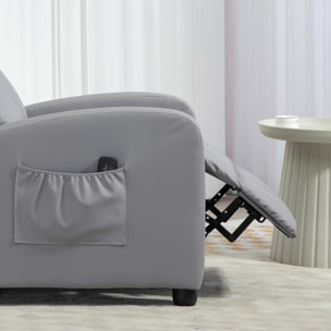 Sillón de Masaje Sillón Relax Reclinable con Mando a Distancia 2 Zonas de Masaje 8 Programas 5 Niveles de Intensidad 1 Bolsillo Lateral y Temporizador Tapizado en PU 68x88x98 cm Gris Claro