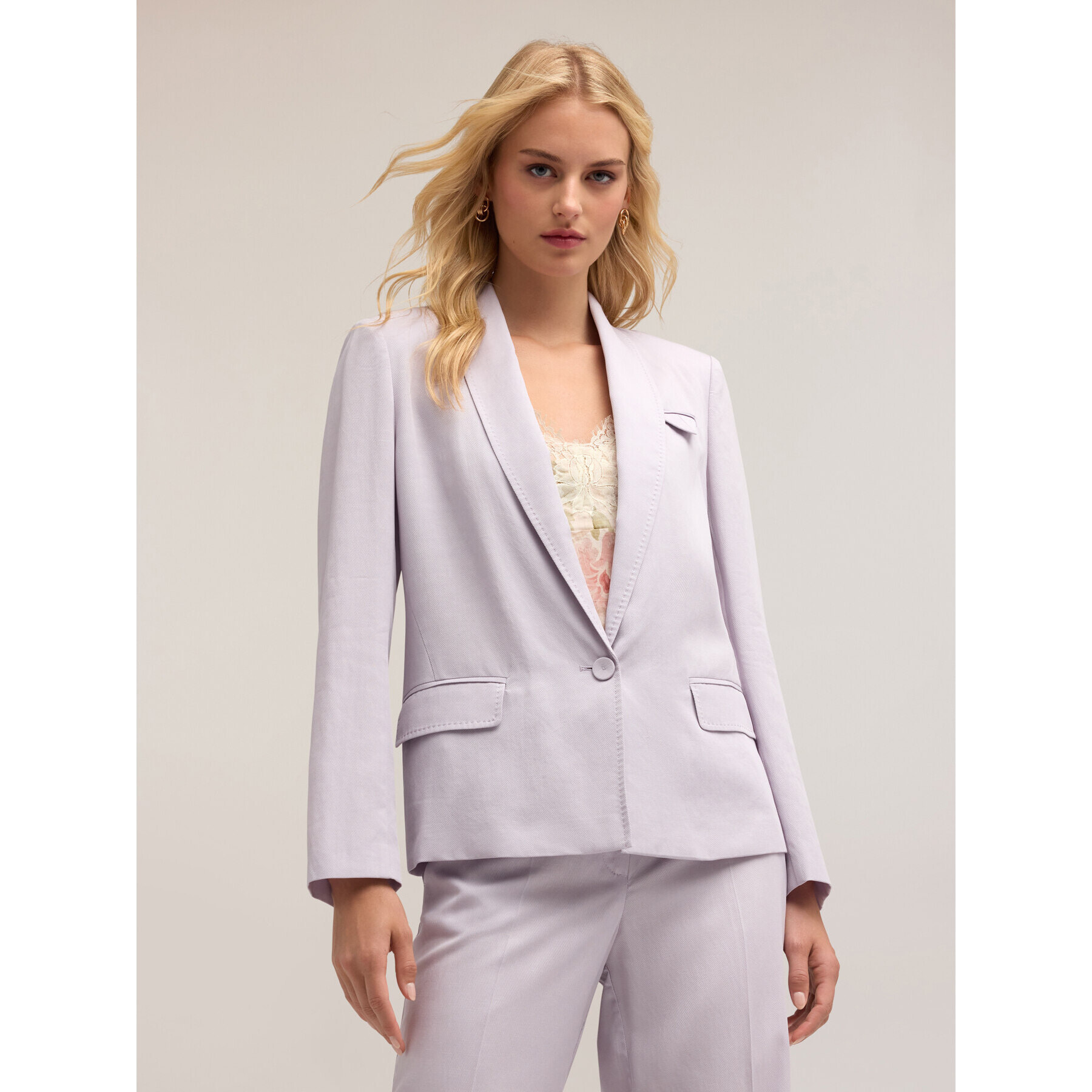 Motivi - Giacca monopetto in lino misto lyocell - Viola