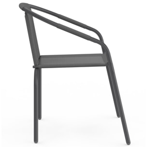 Chaises de jardin empilables Delma grises - lot de 4