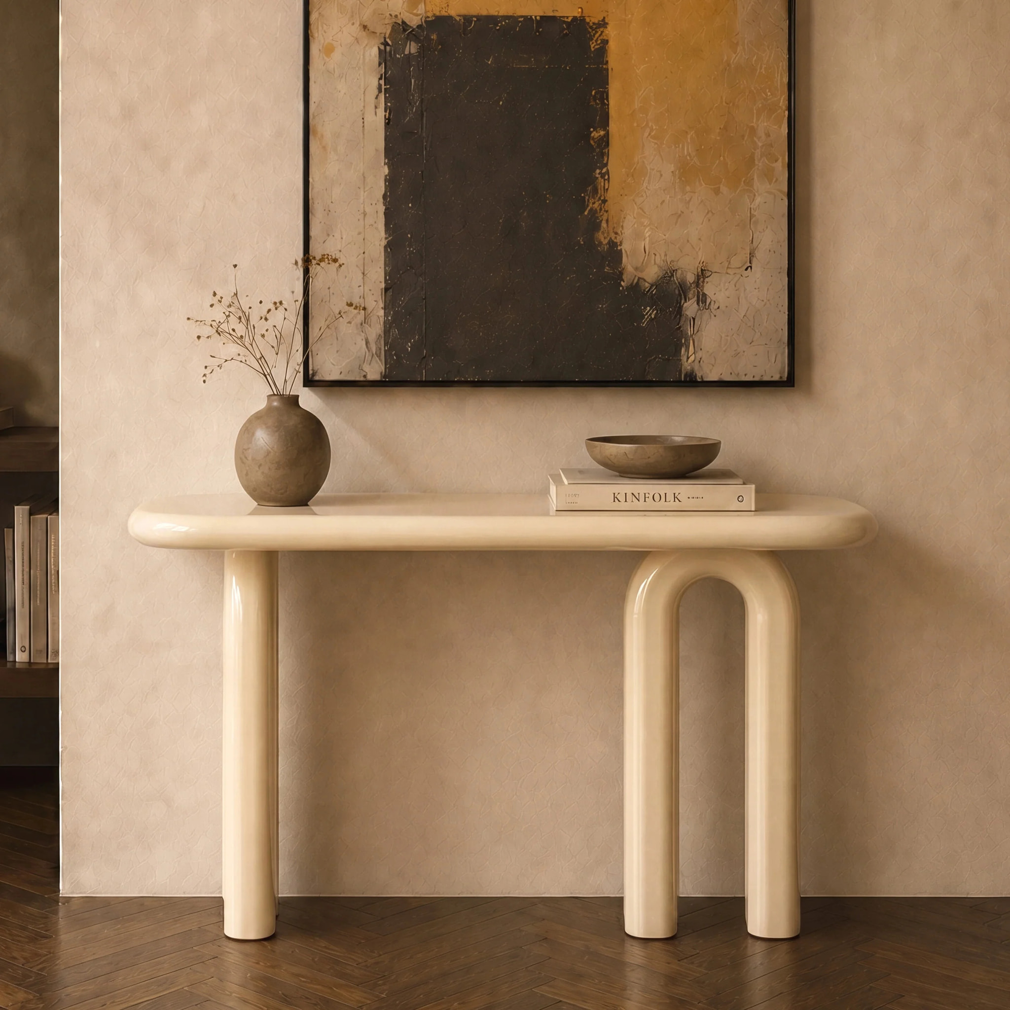 Console laquée blanche en MDF, 120 cm - Opale