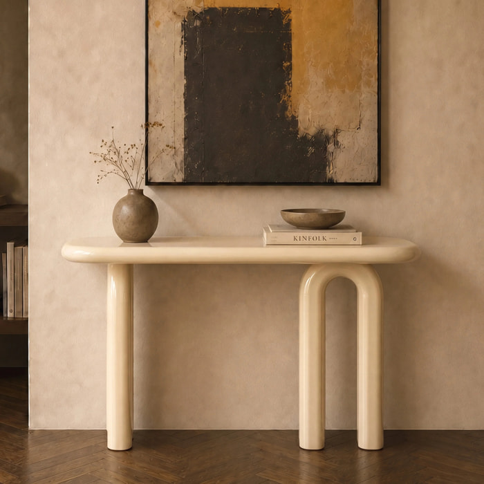 Console laquée blanche en MDF, 120 cm - Opale