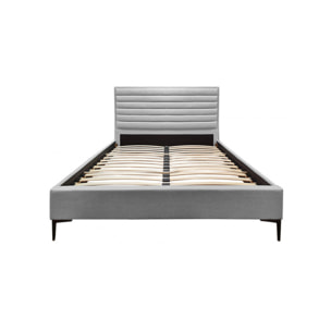 Lit 160x200 cm contemporain en tissu gris – LUCERNE