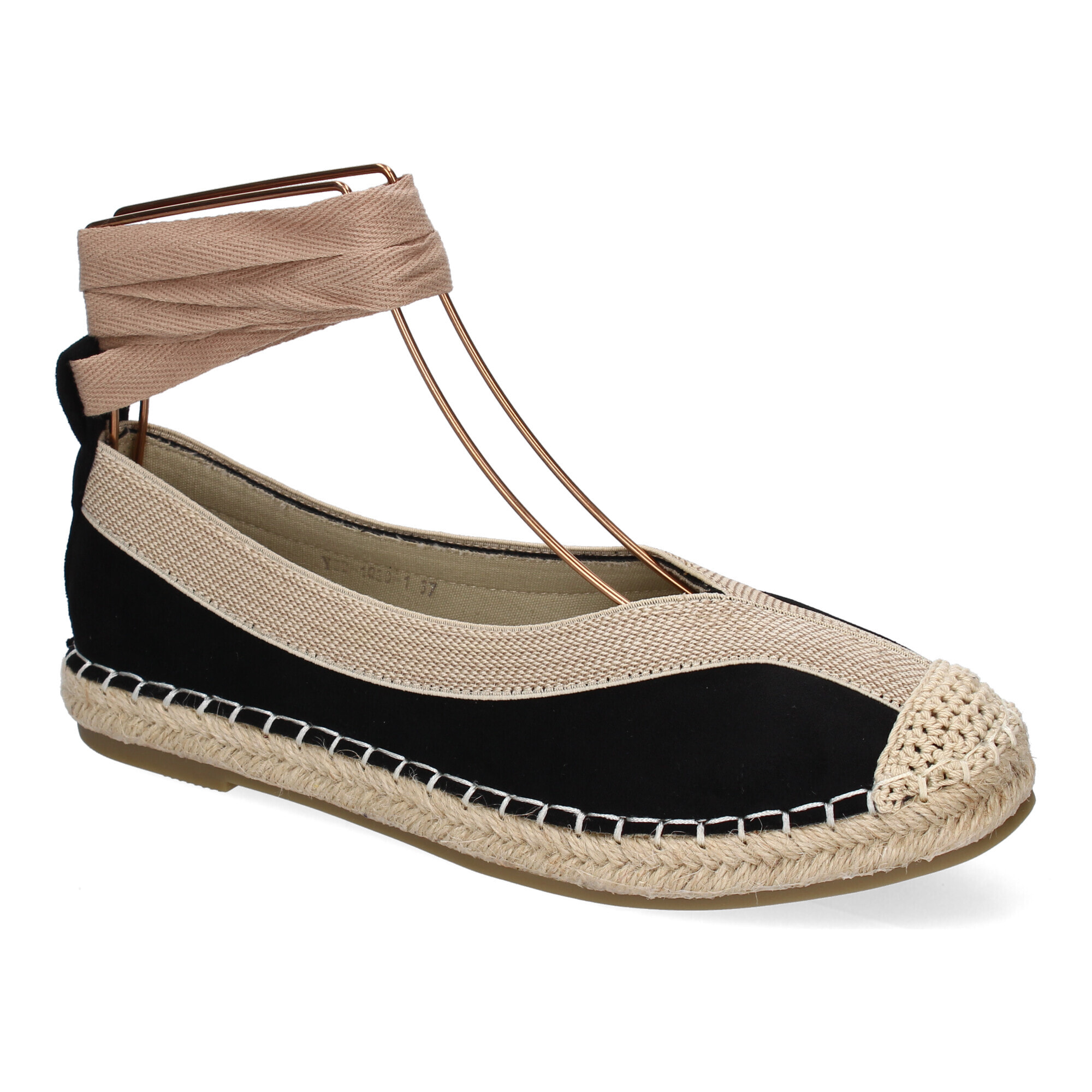 Bailarina de Mujer con Yute, Diseño Moderno con Puntera Bordada y Cintas