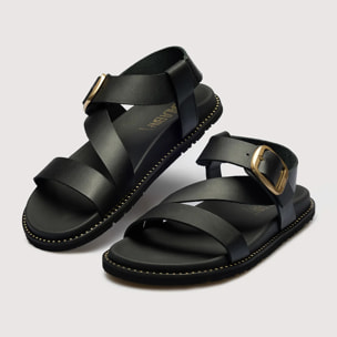 Sandalia Piel Negro - Aegisa