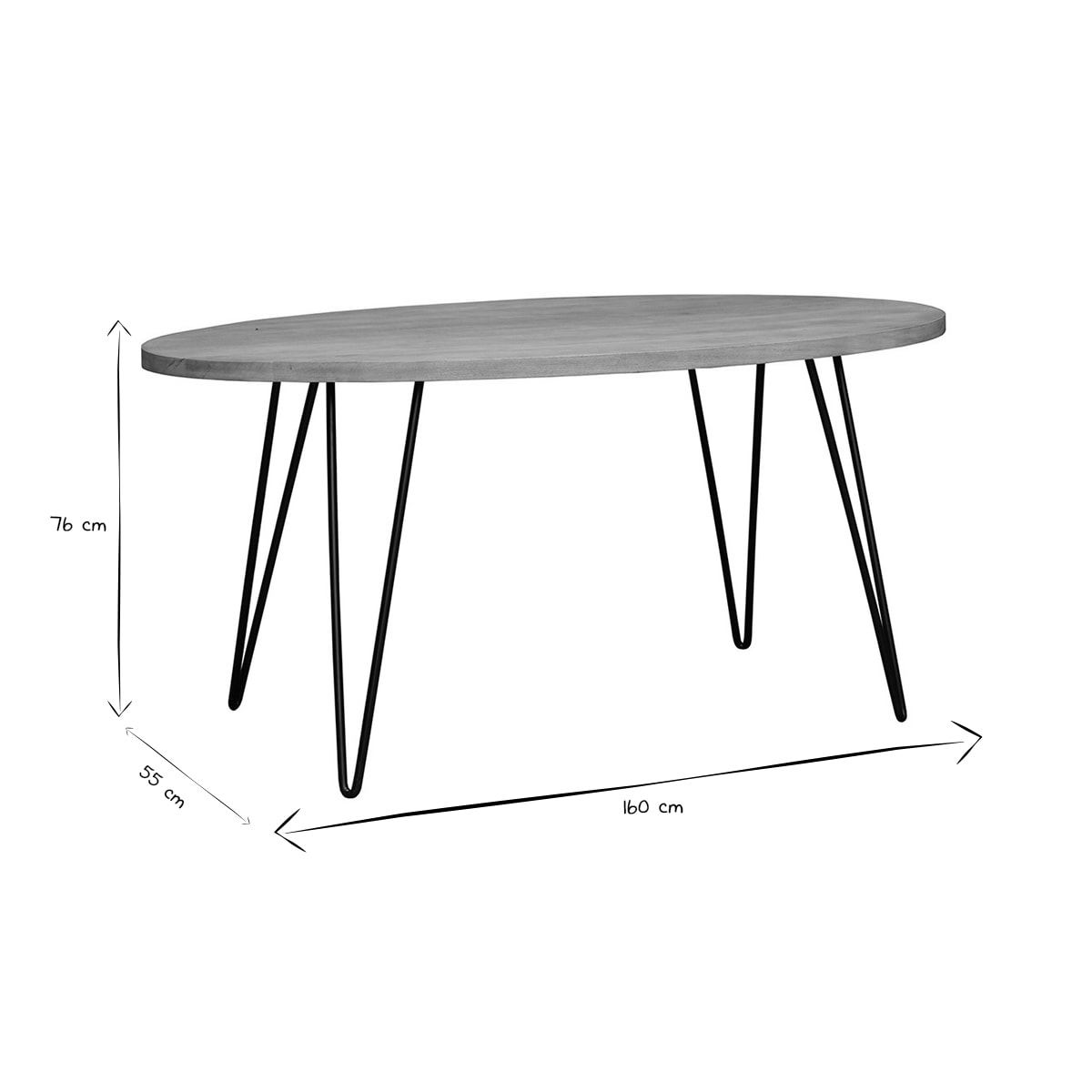 Table à manger ovale en bois manguier massif L160 cm VIBES