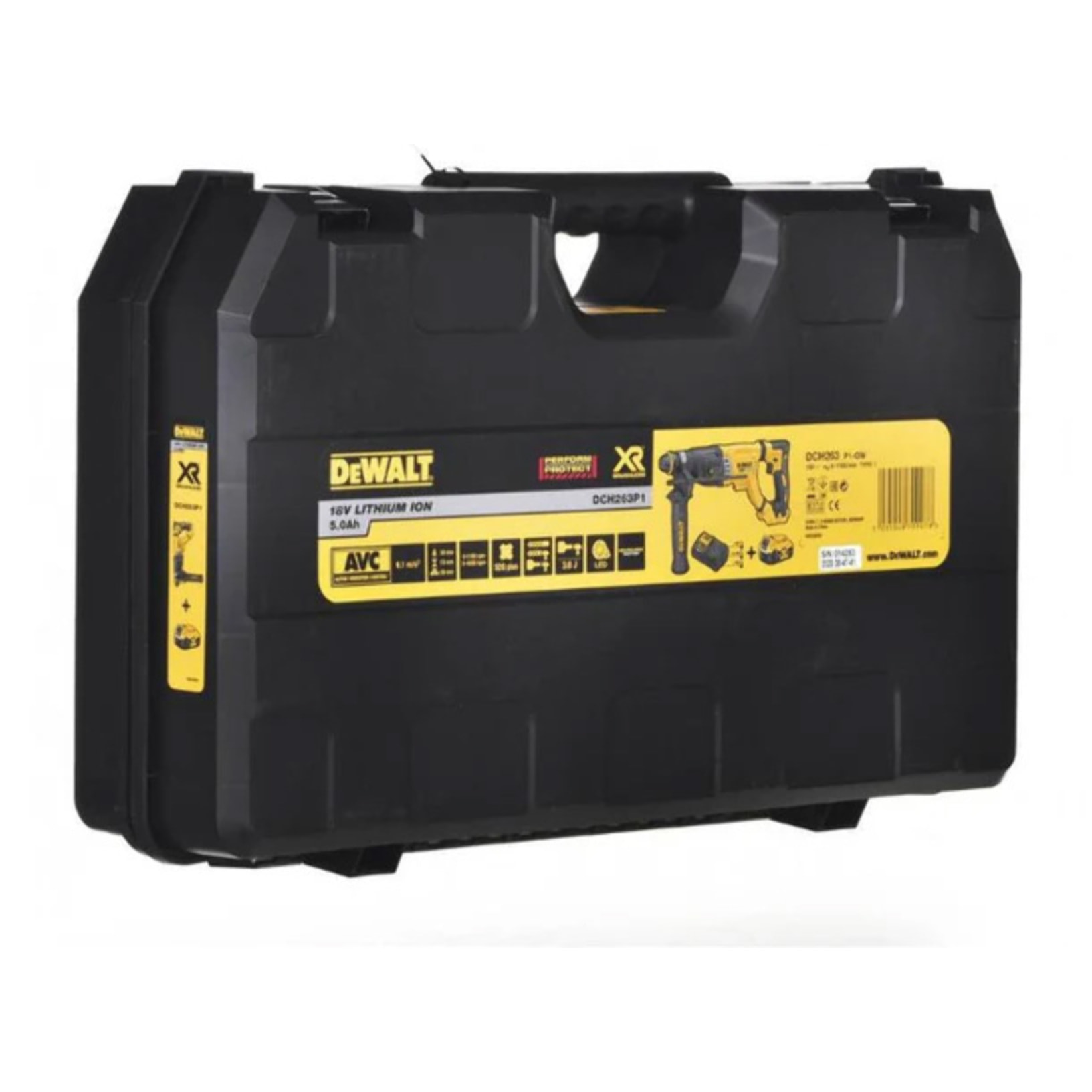 Perforateur-burineur SDS-Plus XR 3 Joules - Ø28 mm - DEWALT - avec une batterie 18V 5aH - chargeur - coffret - DCH263P1-QW