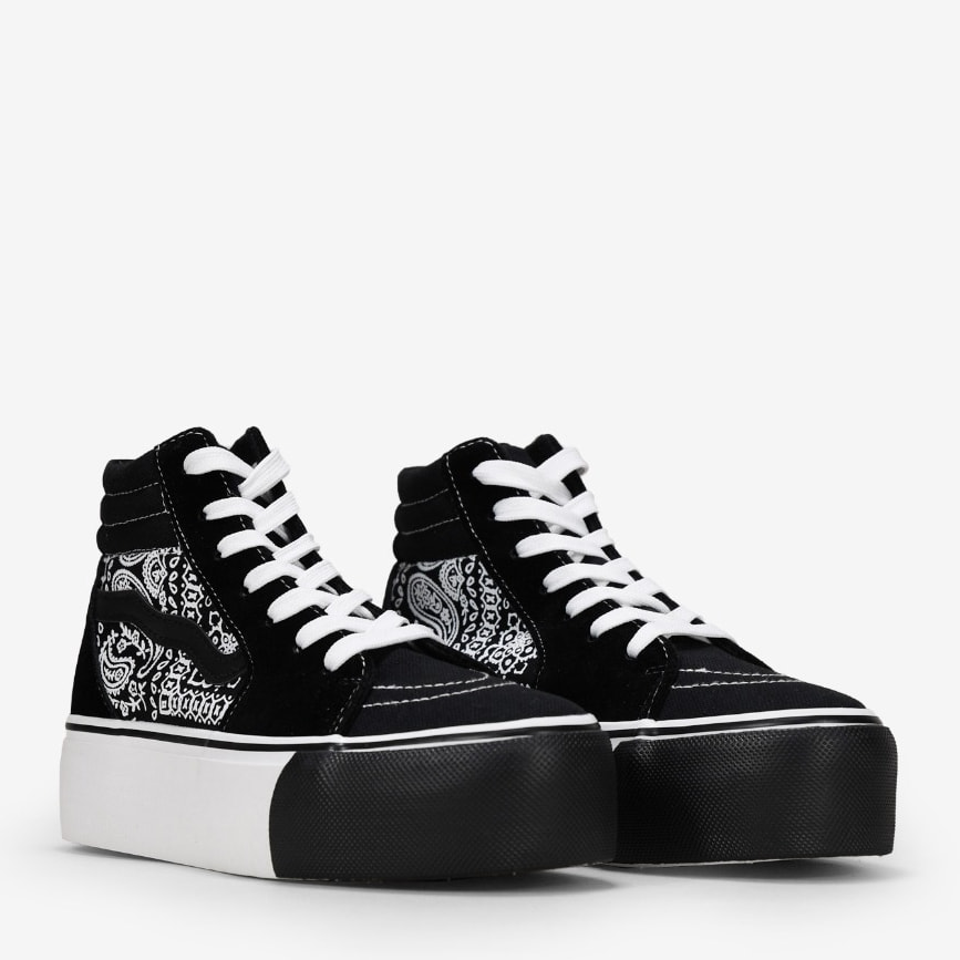 Zapatillas de tela altas negras con plataforma
