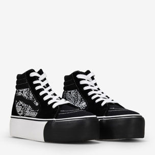Zapatillas de tela altas negras con plataforma