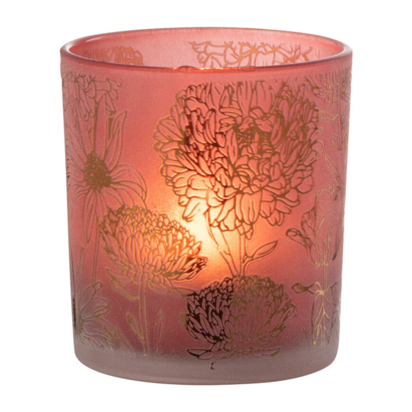 J-Line photophore Fleurs - verre - rouge/or - small