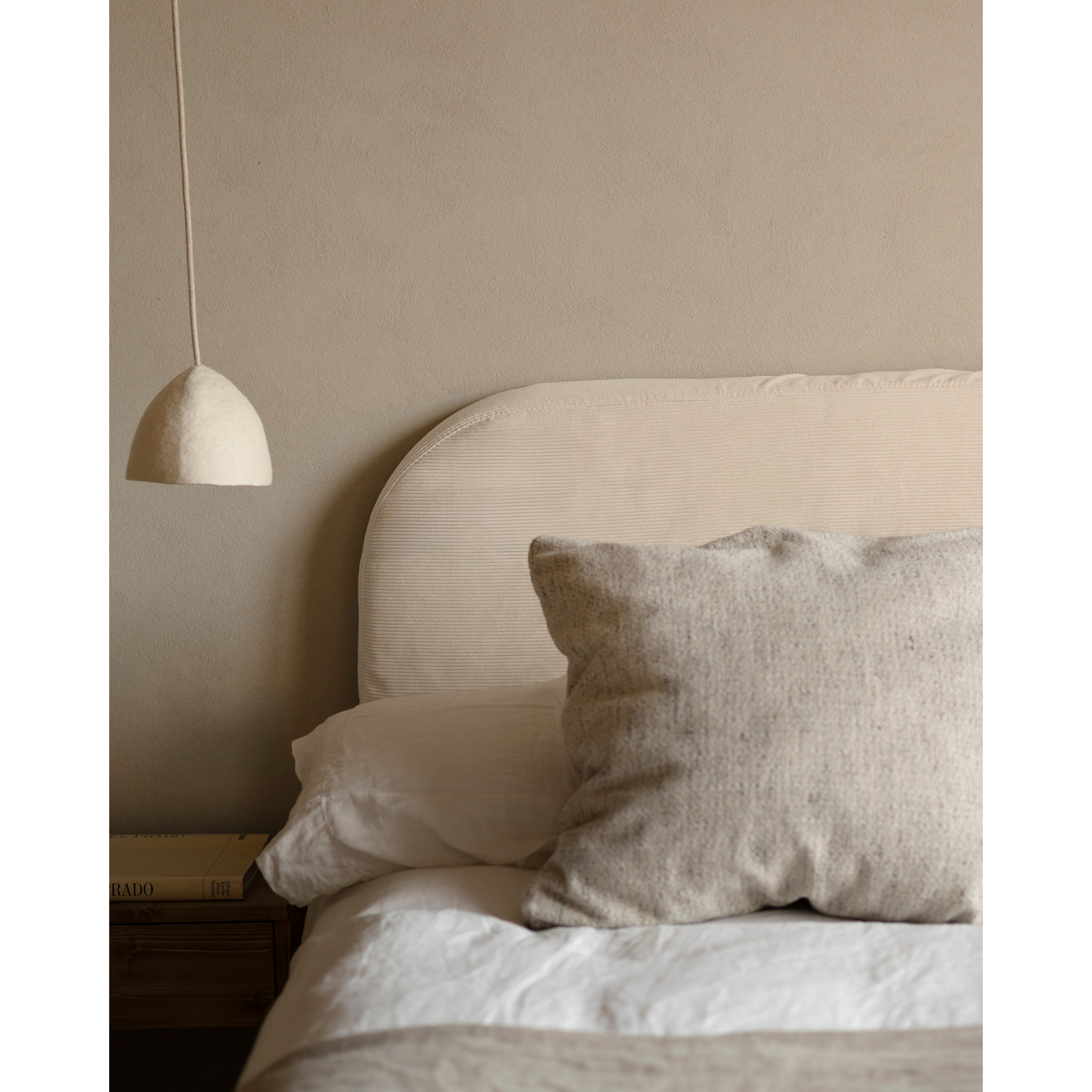 Housse pour tête de lit en velours côtelé blanc cassé en différentes tailles