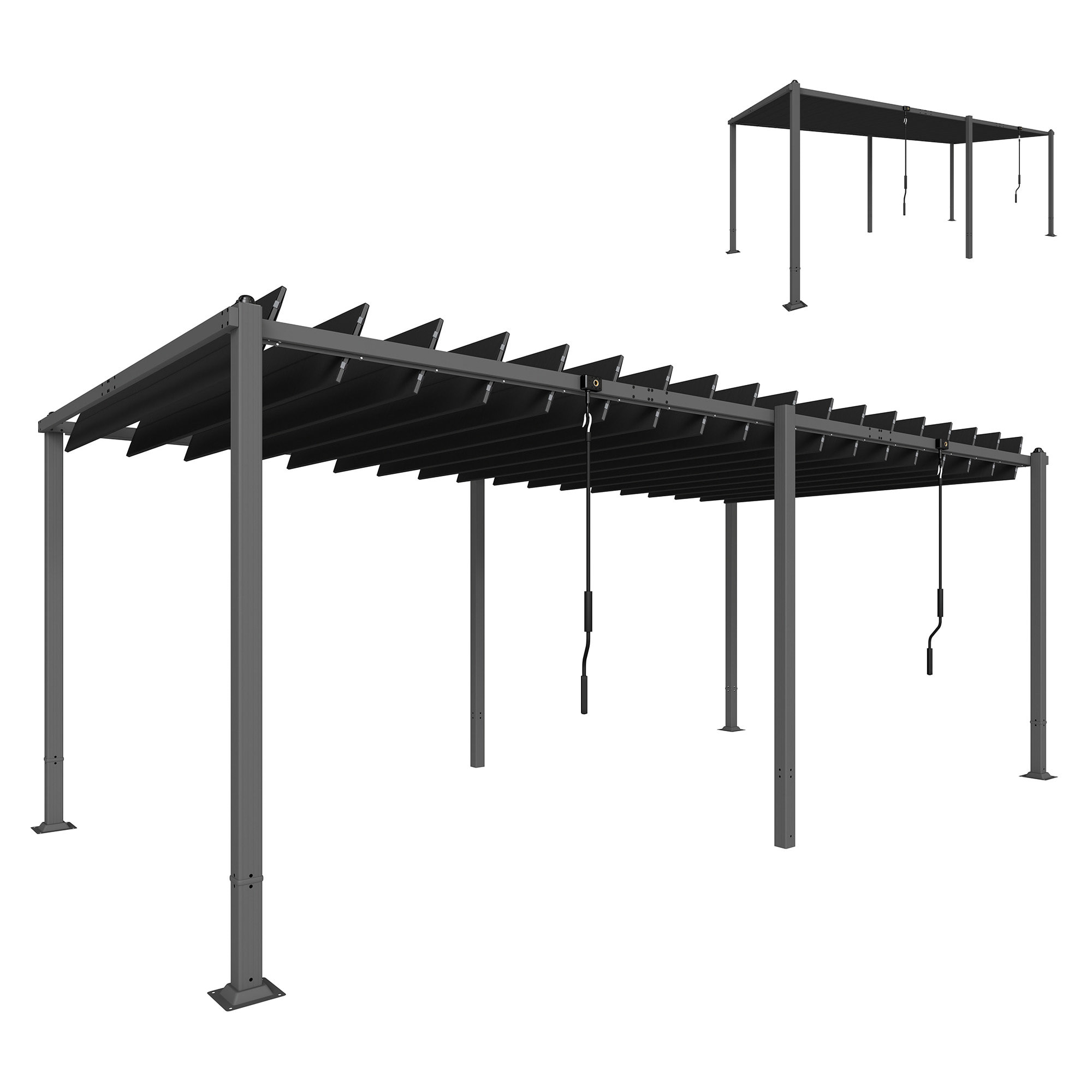 Pergola bioclimatique XXL dim. 5,7 x 3 m lames orientables 0-90 degrés gris