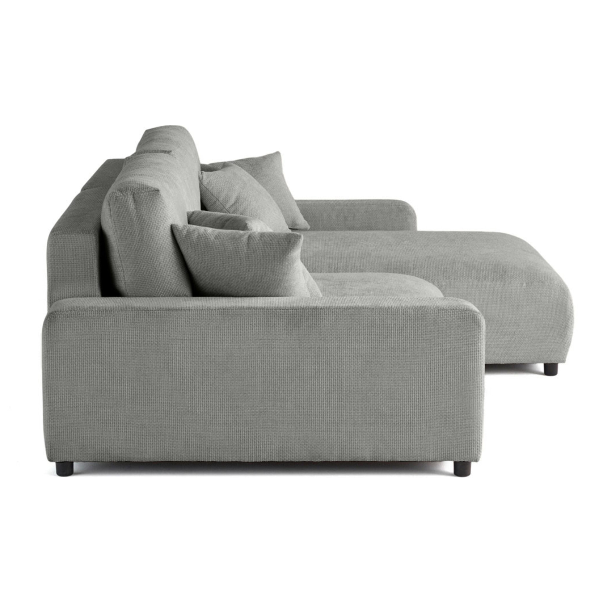Pivoine - canapé d'angle réversible - 4 places - convertible avec coffre - en velours texturé - Gris
