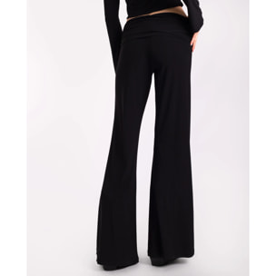 Pantalón recto con pieza drapeada en la cintura