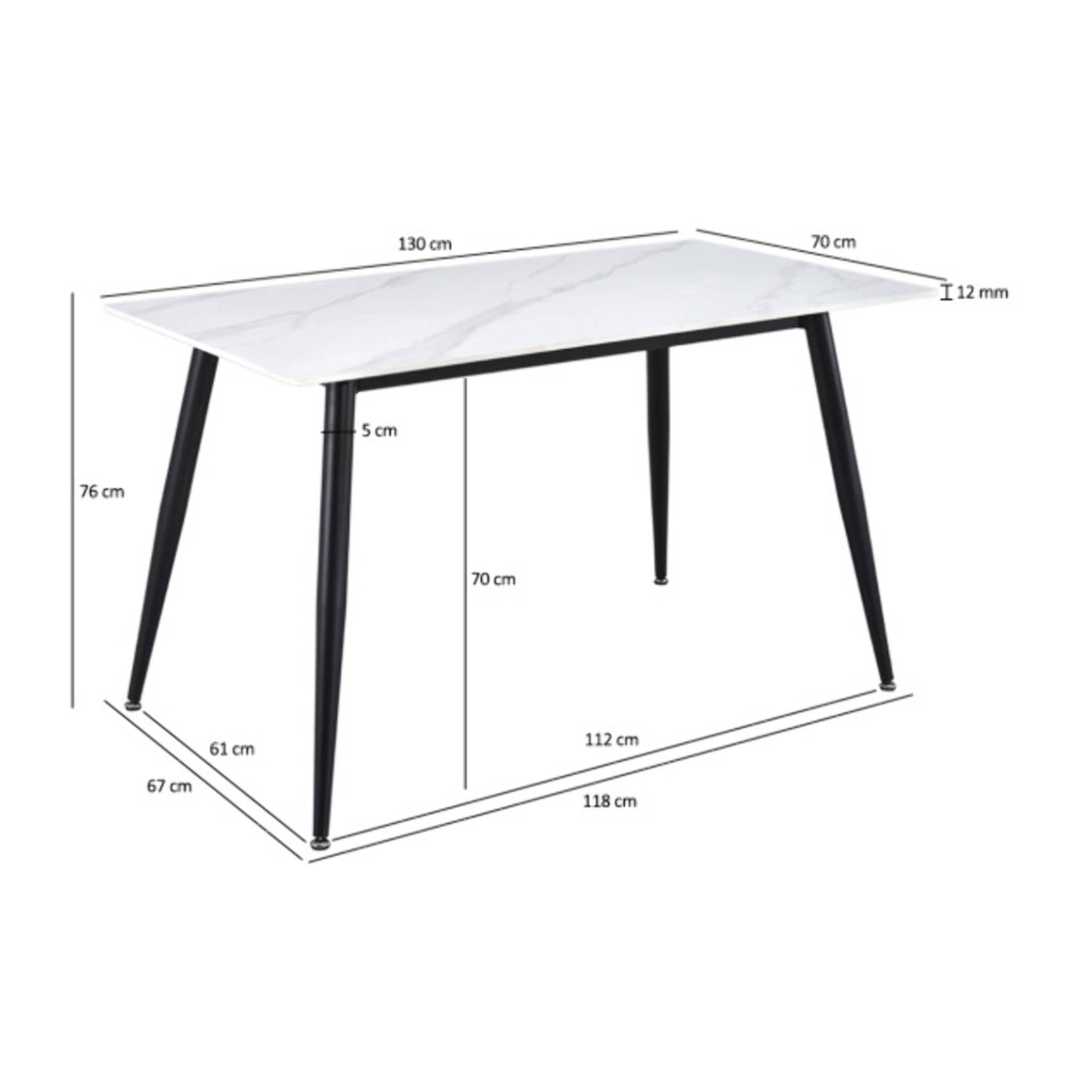 Table de repas en céramique 130 x 70 cm - STONE 2