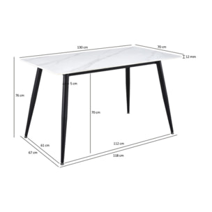 Table de repas en céramique 130 x 70 cm - STONE 2