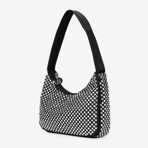 Bolso de hombro negro con brillantes