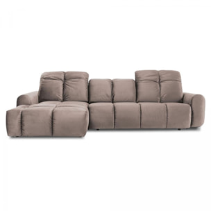 Canapé Velours Convertible Angle gauche Beige Anacapri - 3 Places