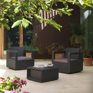 Conjunto muebles de jardín venus tete a tete dos sillones y una mesa grafito