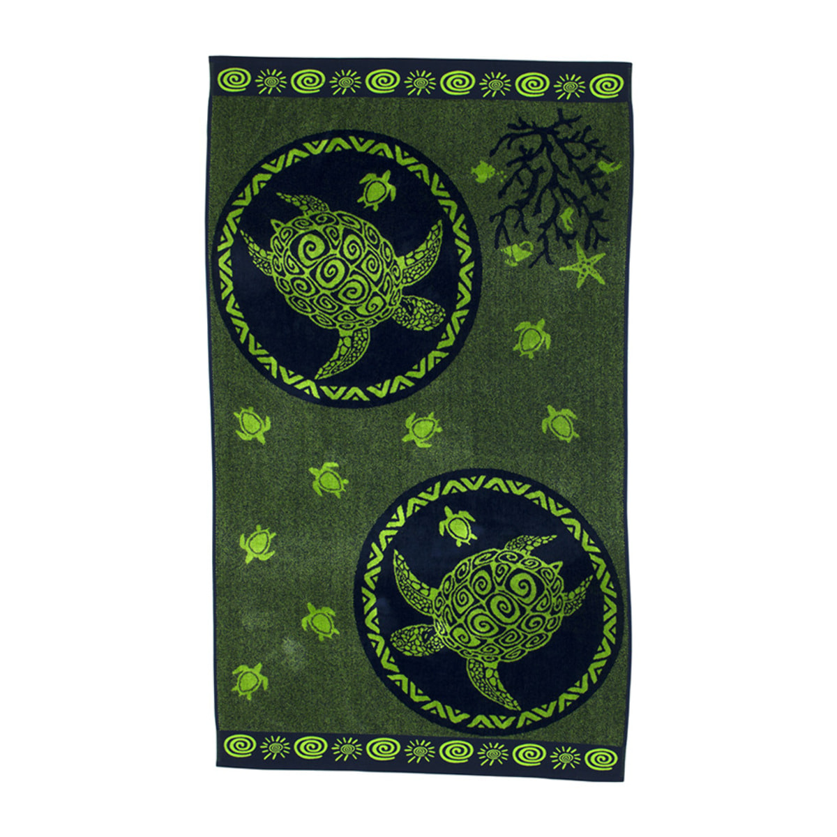 Telo Mare Spugna Jacquard Spiaggia Disegno Twin Turtle