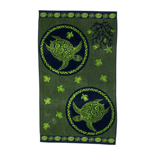 Telo Mare Spugna Jacquard Spiaggia Disegno Twin Turtle