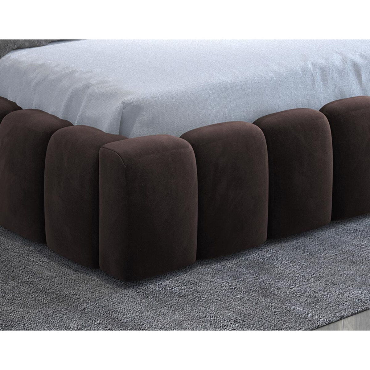 Cleo - lit coffre avec led - 160x200 cm - sommier inclus - en velours - Marron