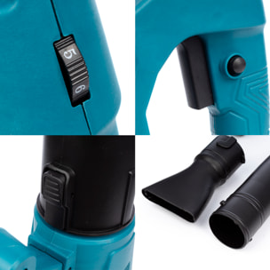 Soffiatore con 22500rpm e 2 batterie da 15000mah. Uscita d'aria di 10 m³/min.