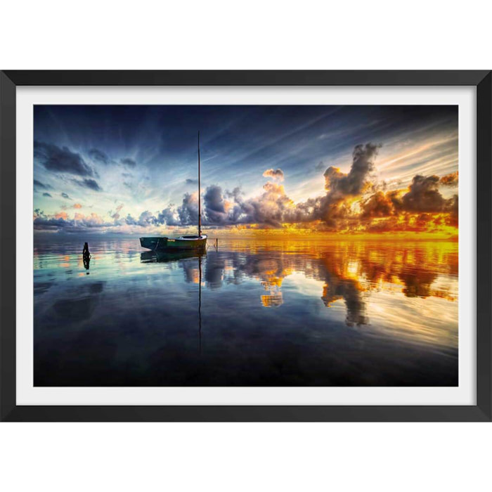 Affiche beauté des lacs Affiche + cadre en bois - Noir