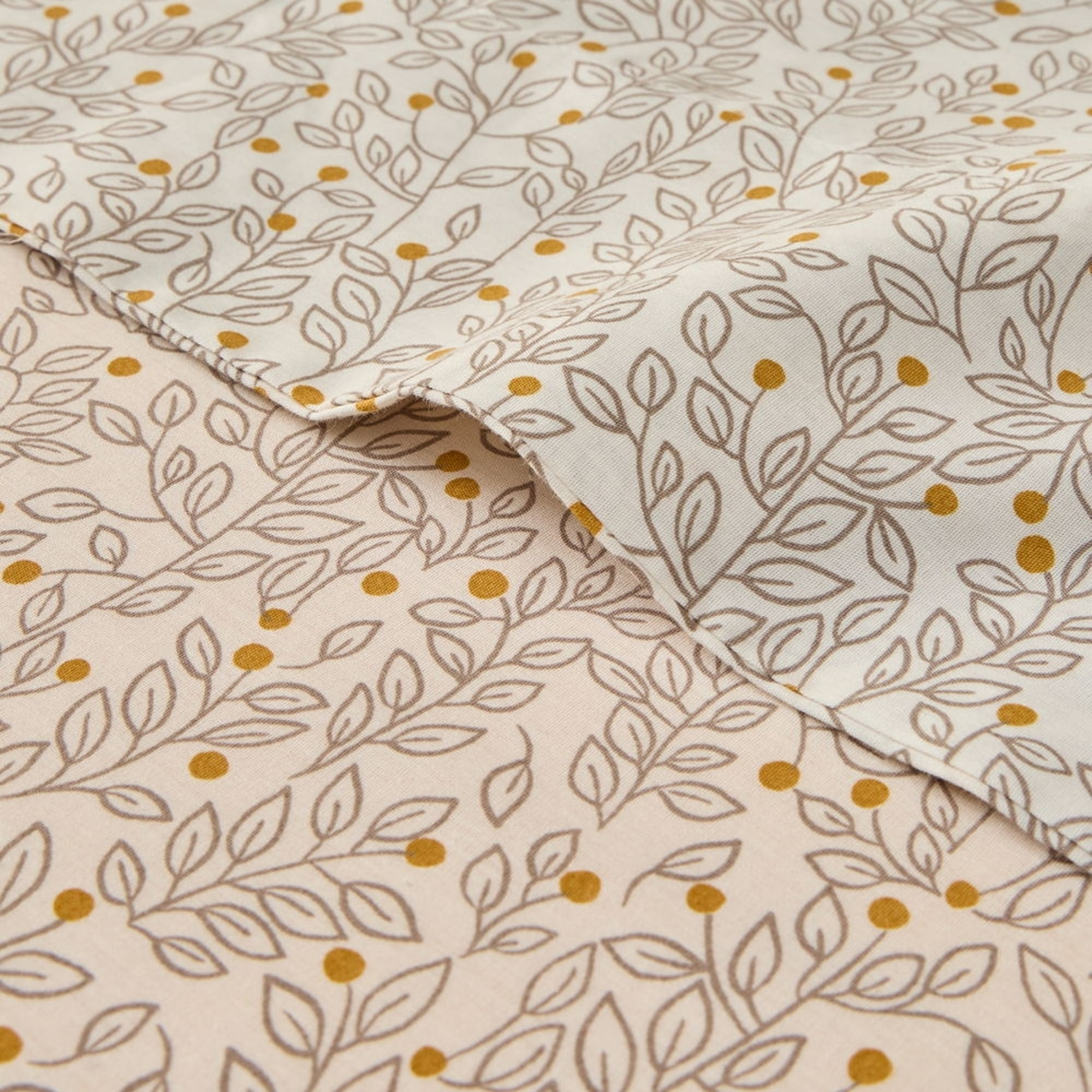 Sábana algodón sostenible hojas Foja color amarillo 100% Algodón percal