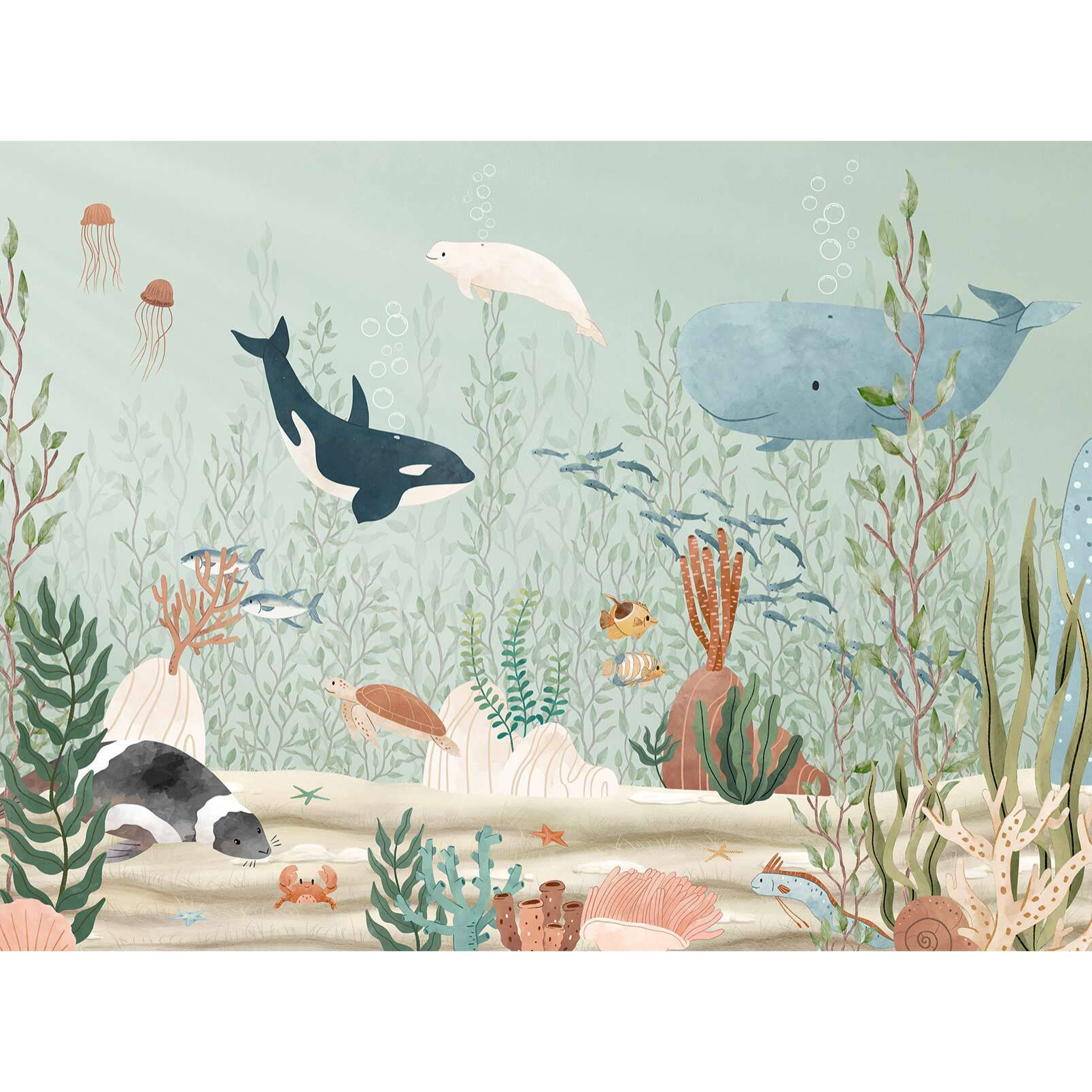 Papier peint créatures de la mer Intissé
