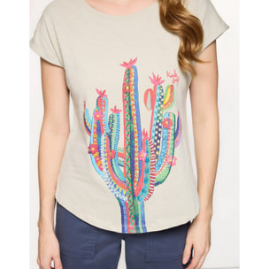 Camiseta Manga Corta Cactus Beige - Cactica