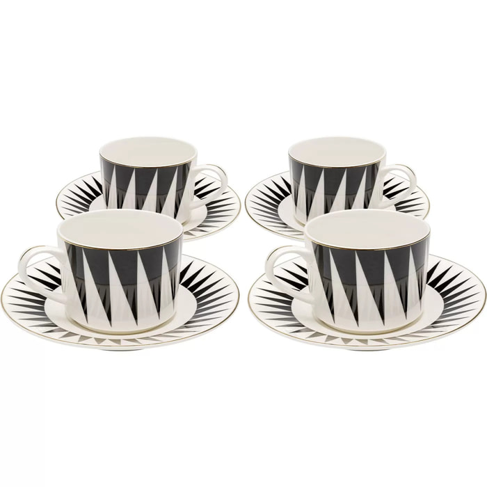 Tasses à café Harlequin noires et blanches set de 4 Kare Design