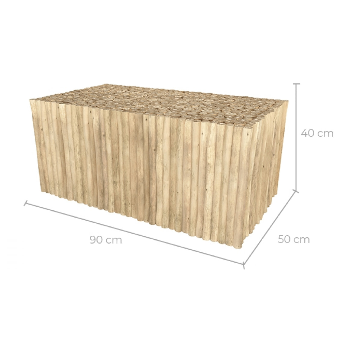 Table basse de jardin  rectangulaire 90x50cm en teck - Imani