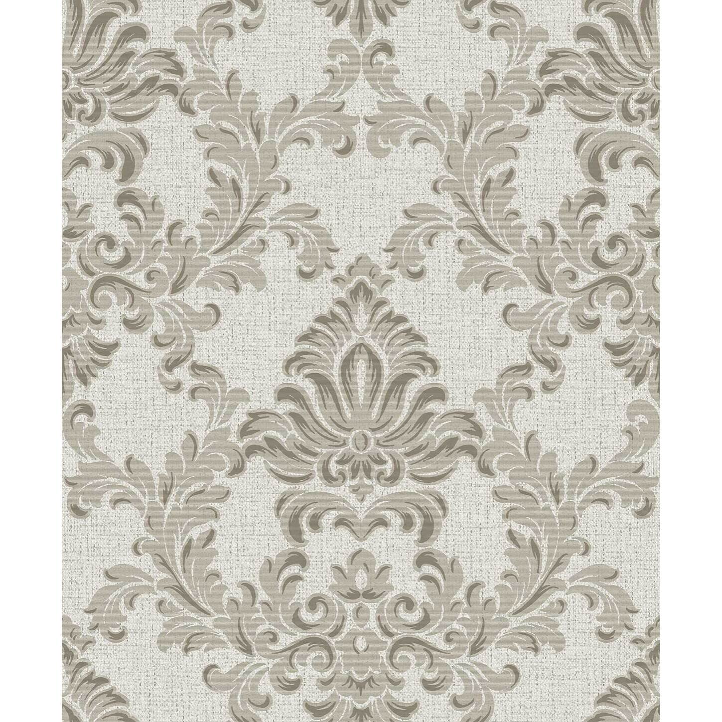 Papier peint baroque médaillon beige lin