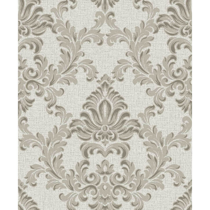 Papier peint baroque médaillon beige lin