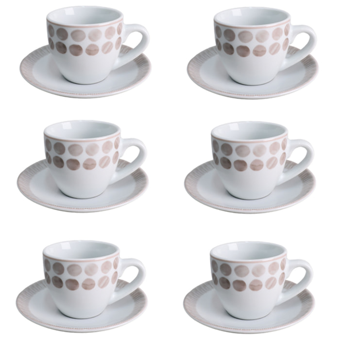 Set da caffè Tabata da 6 pezzi in porcellana