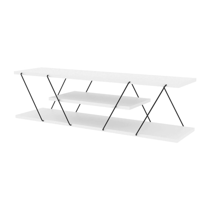 Mobile porta TV Desdemona, Credenza da soggiorno, Armadio basso per TV, Base parete attrezzata, 120x30h33 cm, Bianco e Nero