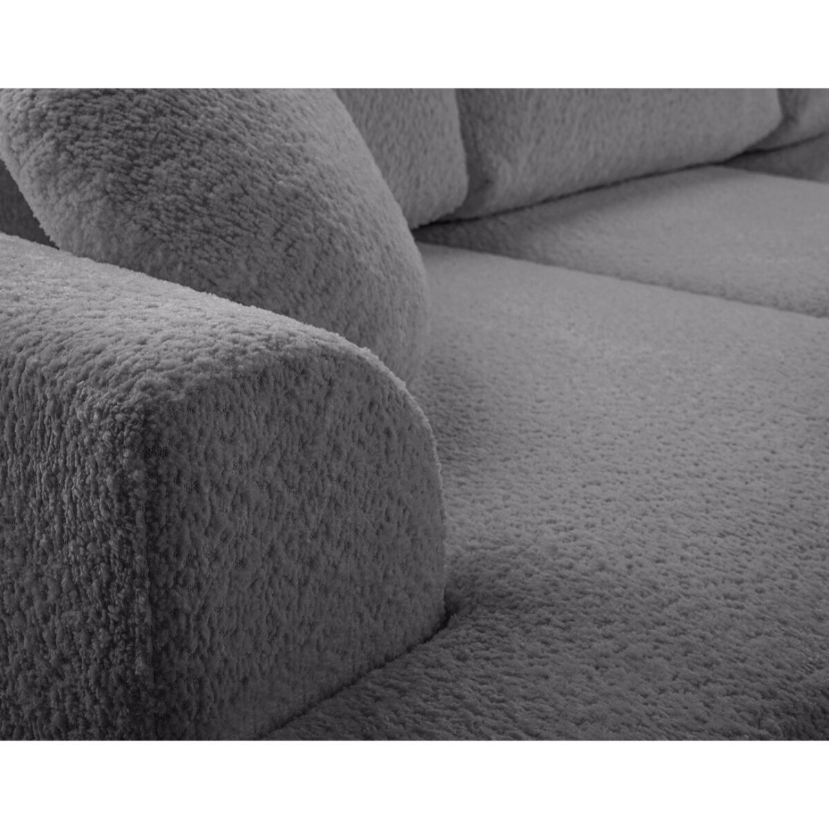 Candela - canapé d'angle droit 4 places - convertible avec coffre - en tissu bouclette - Gris foncé