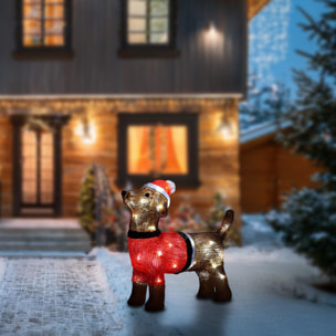 Decoración navideña de perrito de navidad con 40 luces led