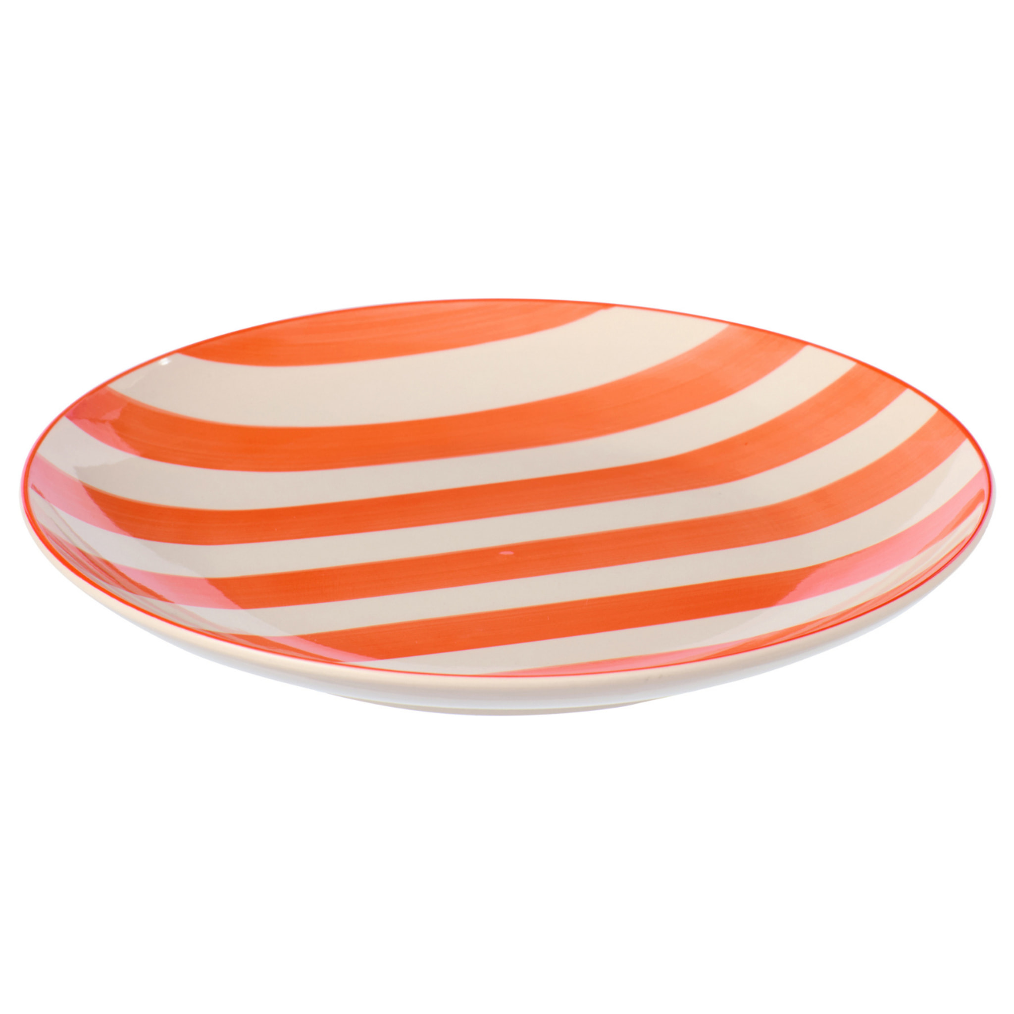 J-Line Assiette Lignée - céramique - orange/blanc - 6 pièces