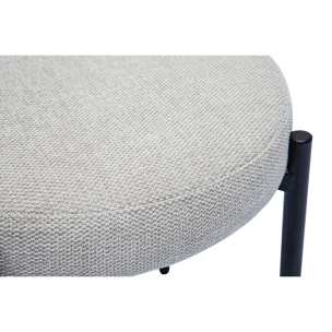 Tabouret bas empilable en tissu effet velours texturé beige et métal noir H41 cm KIKO