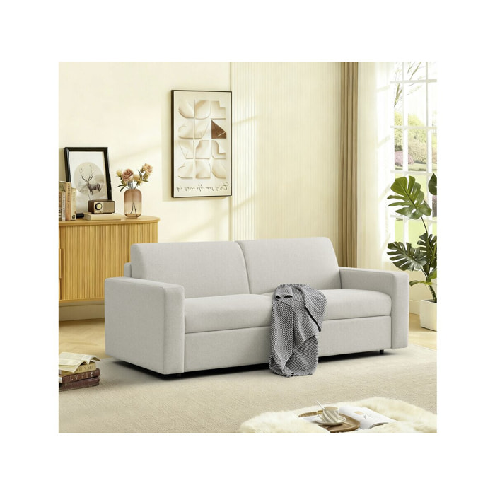 Canapé convertible express en tissu "Diana" - Couchage 140 cm - 3 places - Beige