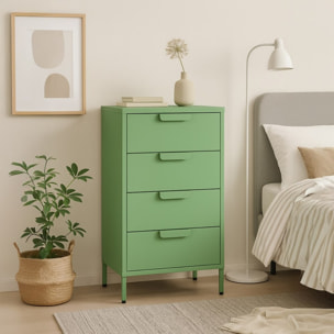 Cassettiera in metallo 4 cassetti 60x38x101 cm verde salvia - Pop