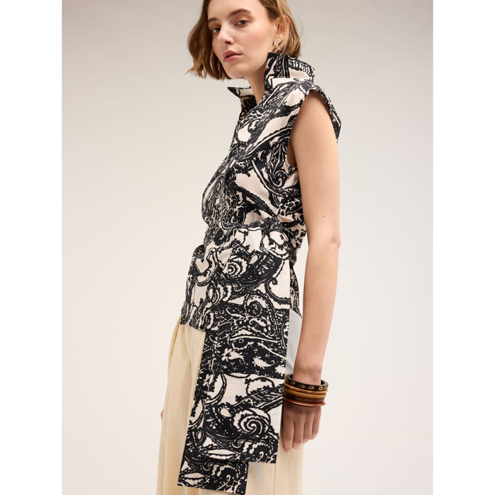 Motivi - Camicia senza maniche fantasia paisley - Nero