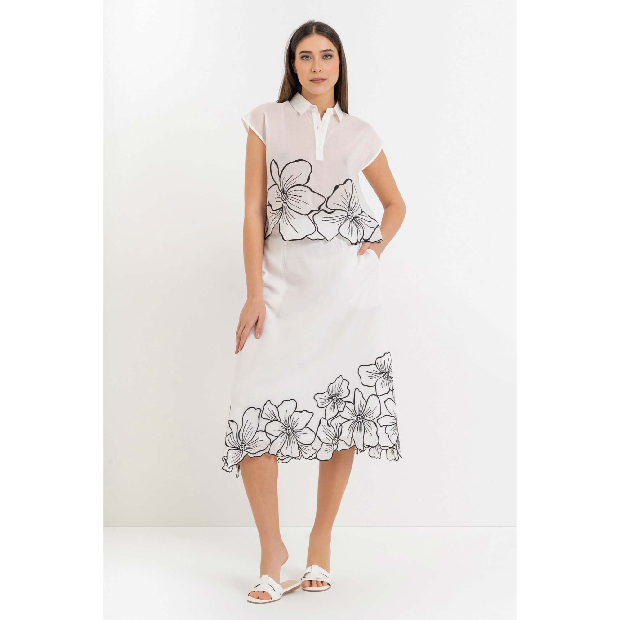 Kocca - Gonna in cotone con motivo floreale e vita elasticizzata Donna