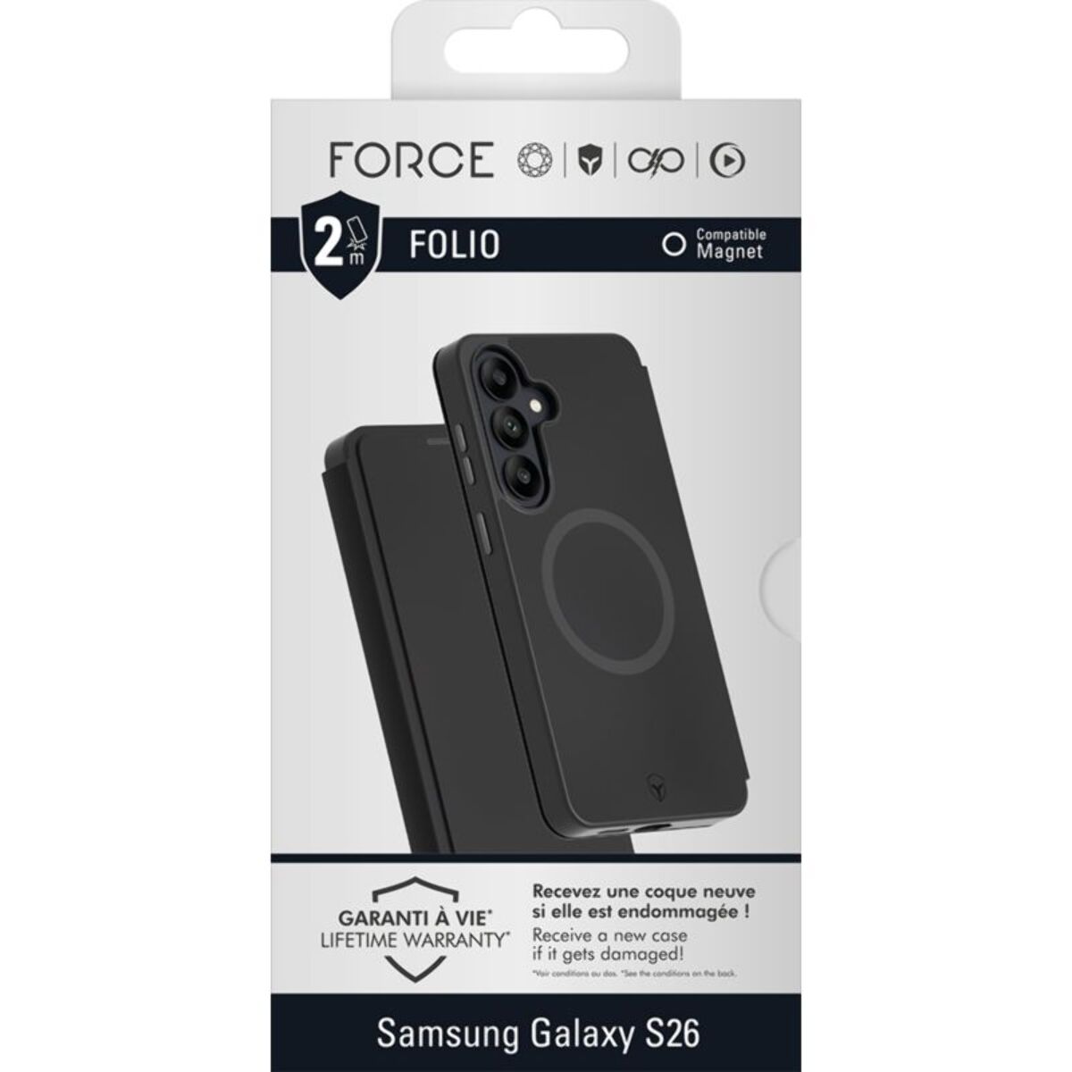Coque FORCE CASE étui Magnet S26 Noir