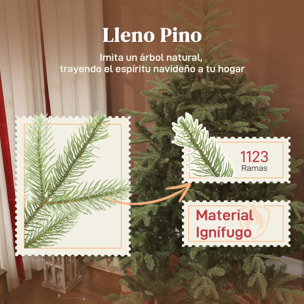 Árbol de Navidad Artificial 210 cm, Árbol de Navidad con 1123 Ramas Densas y Soporte Metálico Plegable, Fácil Montaje, para Salón, Interior, Verde